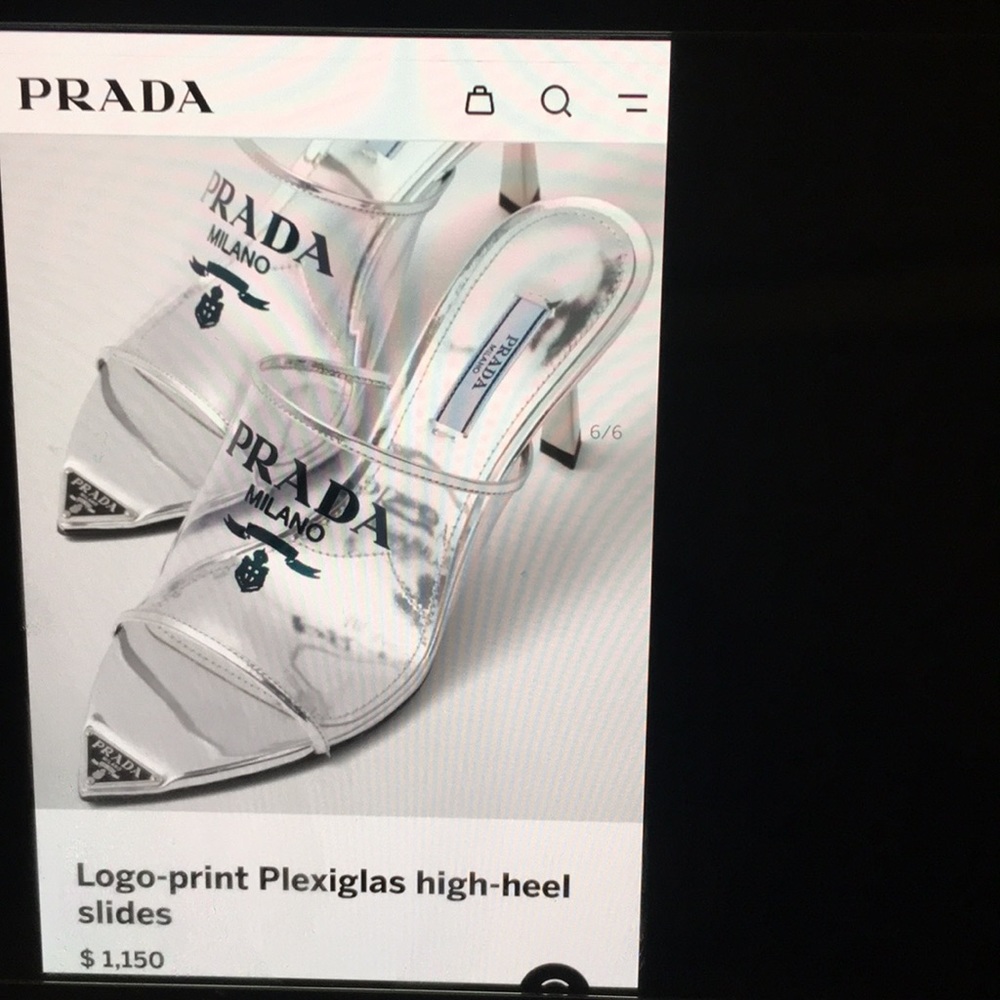 AuthenticPRADA logo print plexiglas highheelslides